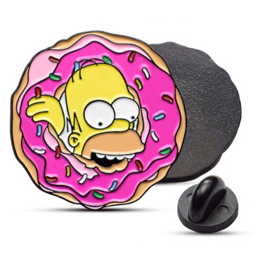 Carton de logo personnalisé Cute Pink Donuts Simpsons Metal Craft Abel Pin